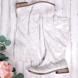 Bamboo Cream colored faux leather calf boots